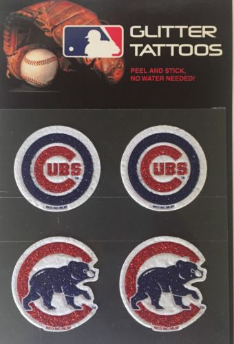Chicago Cubs Peel And Stick Glitter Tattoos
