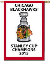 Team Sports America Applique Chicago Blackhawks 2015 Champions House Flag, 28 x 44 inches - Pro Jersey Sports