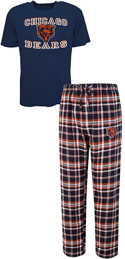 Men's Chicago Bears NFL Tiebreaker T-shirt & Flannel Pajama Sleep Set