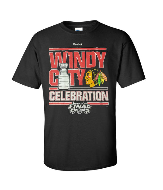 Products Men's Chicago Blackhawks Reebok Black 2015 Stanley Cup Champions Celebration Roster T-Shirt - Pro Jersey Sports