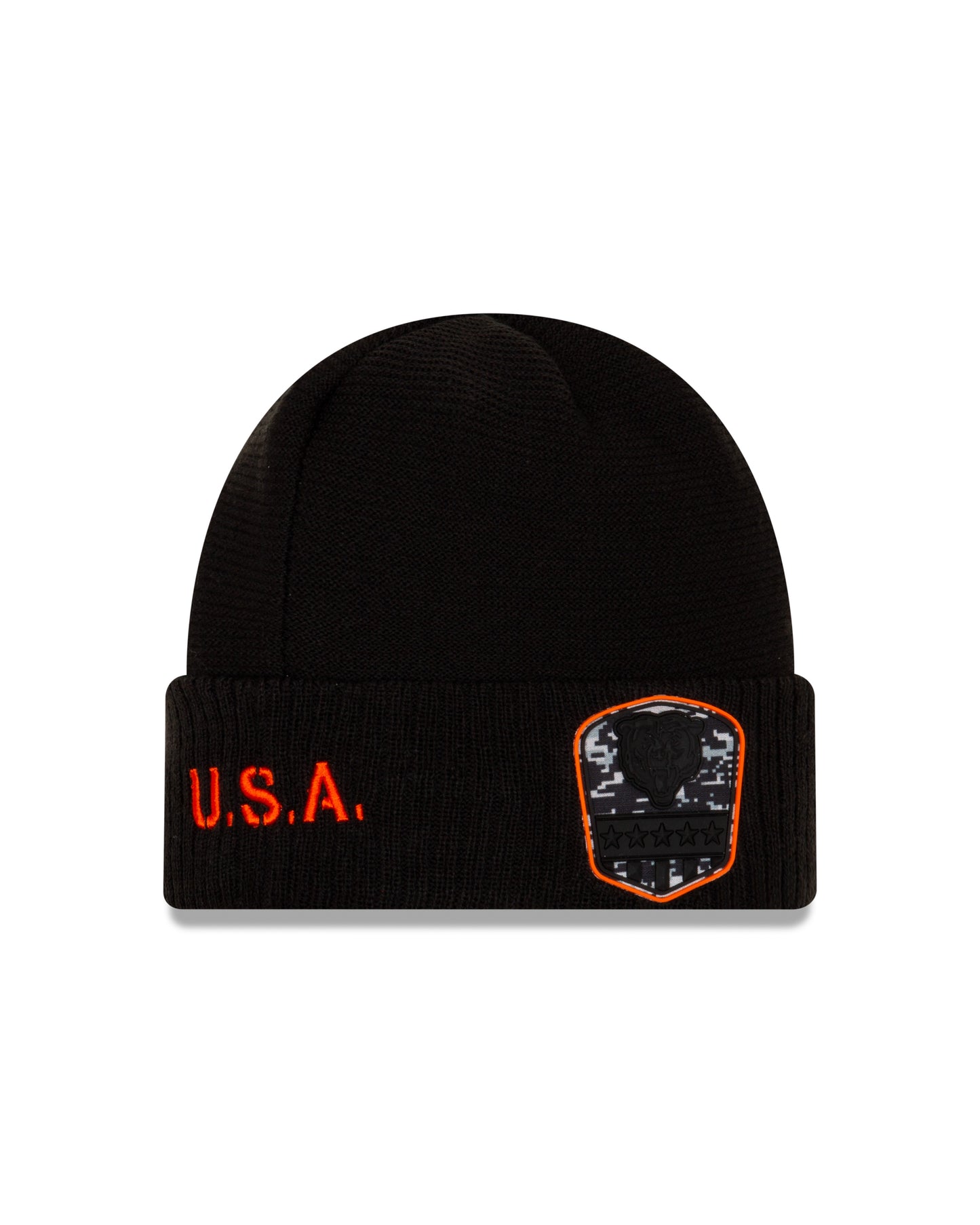 Chicago Bears New Era Black 2019 NFL Sideline Official Salute To Service Sport Knit Hat