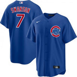 NIKE Men's Dansby Swanson Chicago Cubs Alternate Blue Premium Stitch Replica Jersey - Pro Jersey Sports
