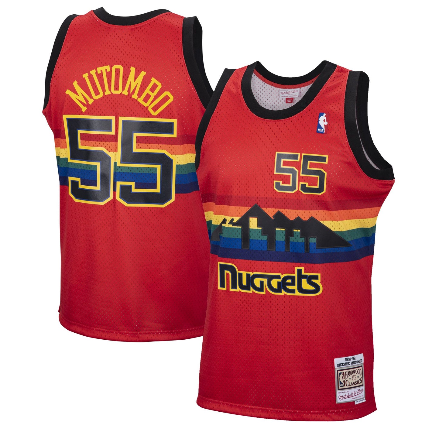 Men's Dikembe Mutombo Denver Nuggets Mitchell & Ness 1991-92 Red Hardwood Classics Reload Swingman Jersey