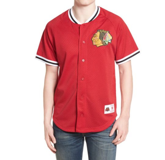 Chicago Blackhawks Red Seasoned Pro Mesh Button Front Jersey By Mitchell & Ness