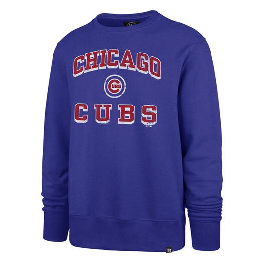 Men's '47 Brand Chicago Cubs Slate Royal Blue Grounder Headline Crew Neck Sweatshirt