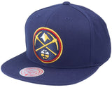 Mens NBA Denver Nuggets Navy Mitchell And Ness Basic Core Snapback Hat - Pro Jersey Sports