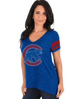 Women's Chicago Cubs Royal Blue Check the Tape Tee - Pro Jersey Sports