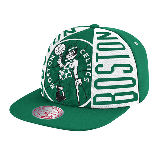 Boston Celtics Hardwood Classics Green Big Face Callout Mitchell & Ness Snapback Hat - Pro Jersey Sports