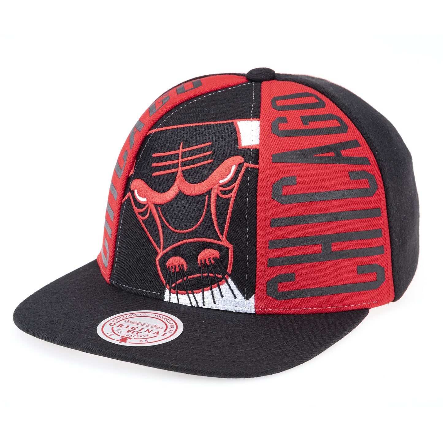 Chicago Bulls Hardwood Classics Black Big Face Callout Mitchell & Ness Snapback Hat