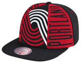 Portland Trail Blazers Hardwood Classics Black Big Face Callout Mitchell & Ness Snapback Hat - Pro Jersey Sports