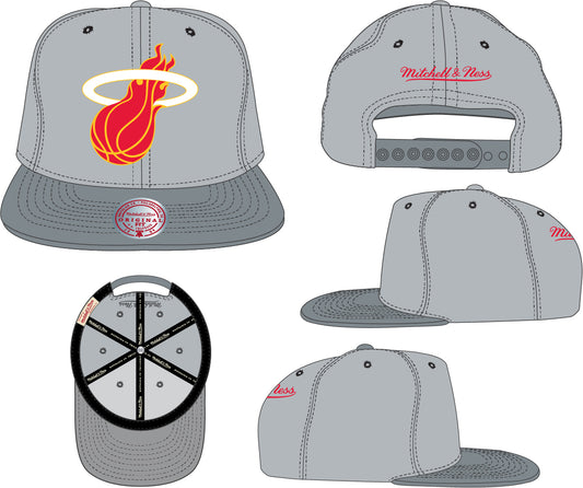 Men's Miami Heat NBA Cool Grey 3 Mitchell & Ness Snapback Hat