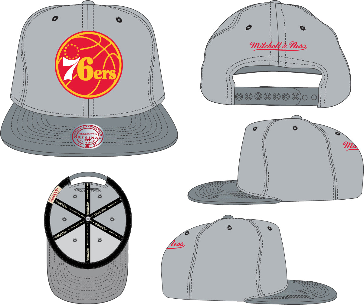 Men's Philadelphia 76ers NBA Cool Grey 3 Mitchell & Ness Snapback Hat