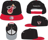 Men's Miami Heat Mitchell & Ness Black/Red NBA Patches 2 Tone Snapback Adjustable Hat - Pro Jersey Sports