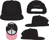 Philadelphia 76ers Mitchell & Ness Tonal Black Pink Moon Snapback Hat - Pro Jersey Sports