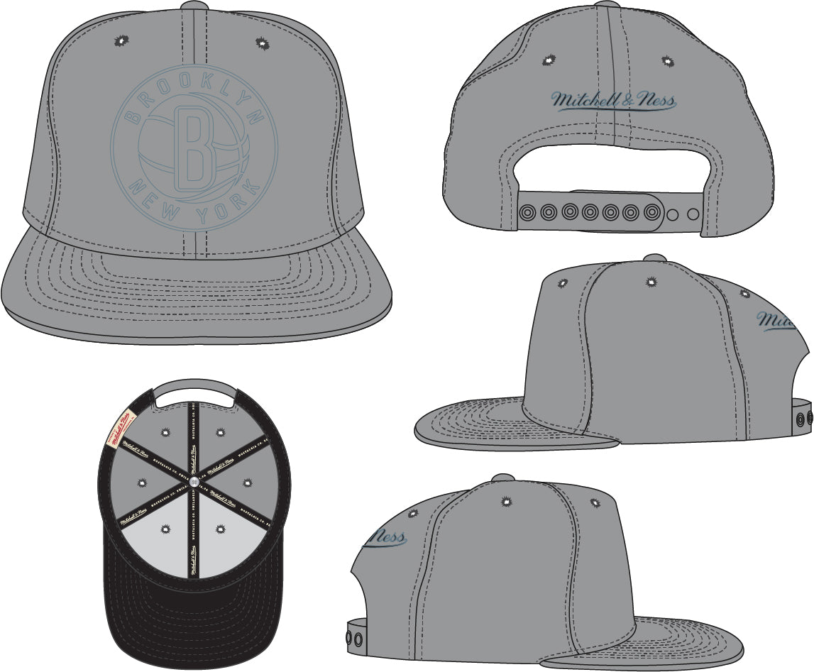 Brooklyn Nets Mitchell & Ness Tonal Eclipse Snapback Hat- Gray