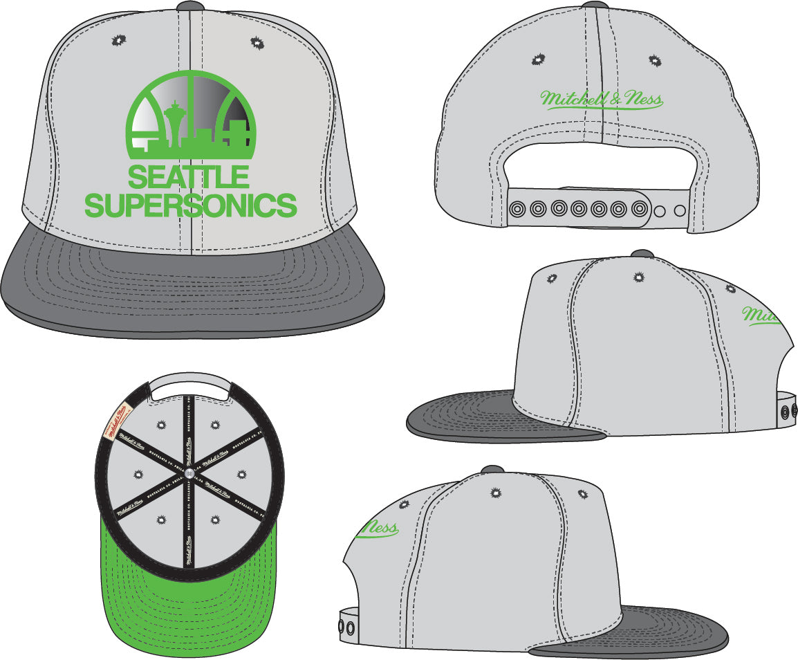 Men's Mitchell & Ness Seattle Supersonics NBA Green Bean Adjustable Snapback Hat