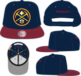 Mens NBA Denver Nuggets 2 Tone Navy/ Maroon Mitchell And Ness Basic Core Snapback Hat - Pro Jersey Sports