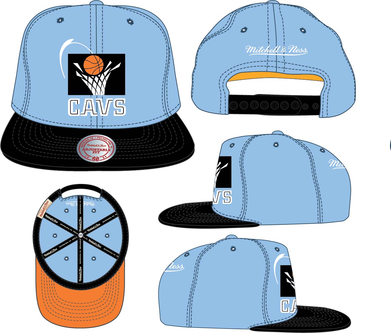 Men's Cleveland Cavaliers 2 Tone Blue/ Black Mitchell & Ness NBA Core Basic Hardwood Classics Snapback Hat