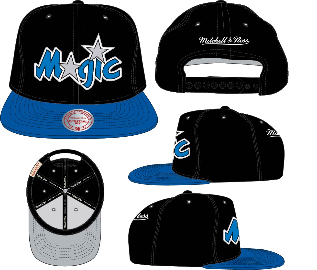 Men's Orlando Magic NBA Core Basic Black/Blue Mitchell & Ness Snapback Hat