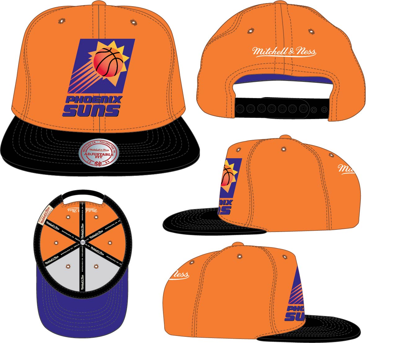 Men's Mitchell & Ness Phoenix Suns Basic Core Orange/Black Adjustable Snapback Hat