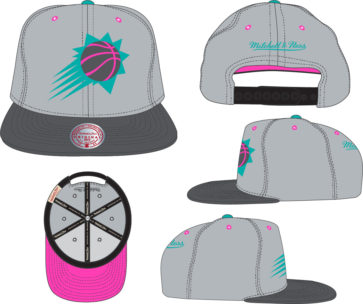 Men's Phoenix Suns Mitchell & Ness Gray Wolf Mags Snapback Hat