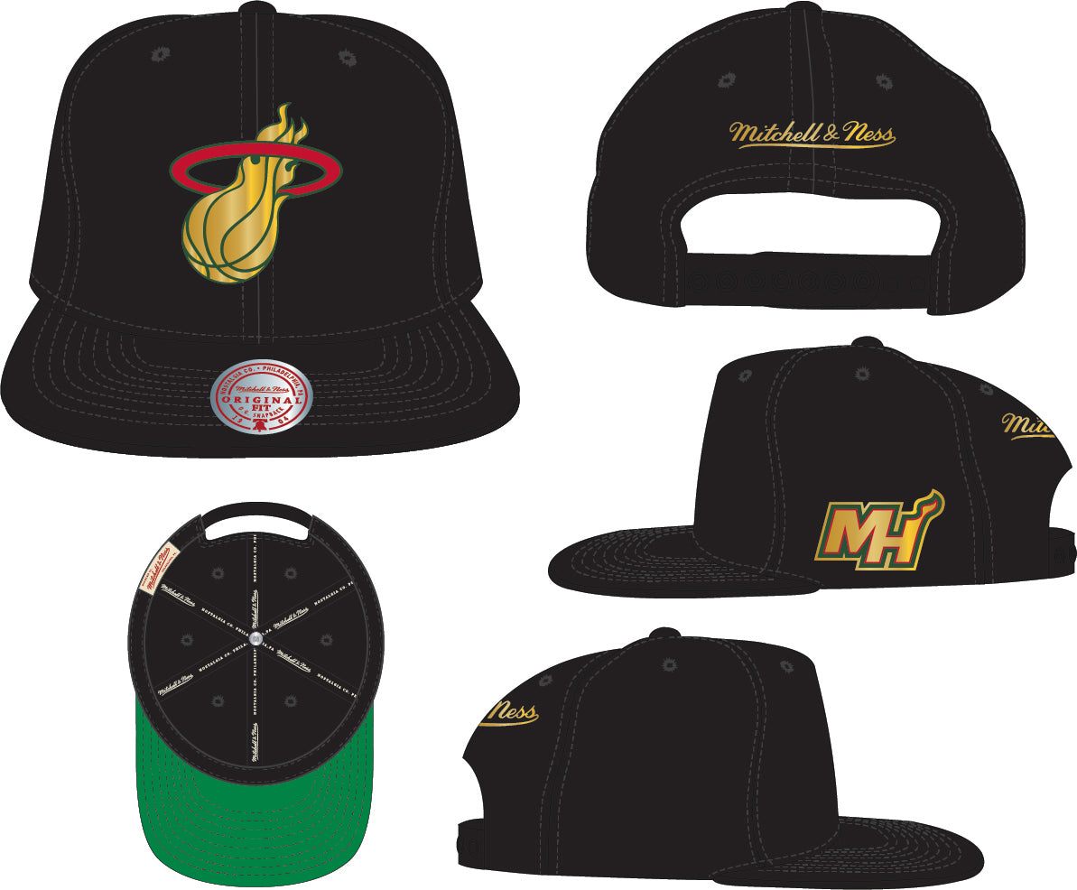 Men's Miami Heat Black Mitchell & Ness NBA Black History Month Snapback Hat