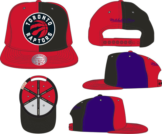 Men's Toronto Raptors Mitchell & Ness NBA Pinwheel Snapback Hat-Current Logo