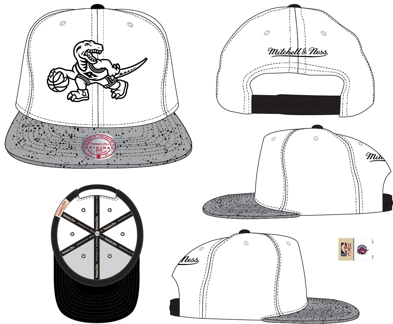 Men's Toronto Raptors NBA Cement Top HWC Mitchell & Ness Snapback Hat