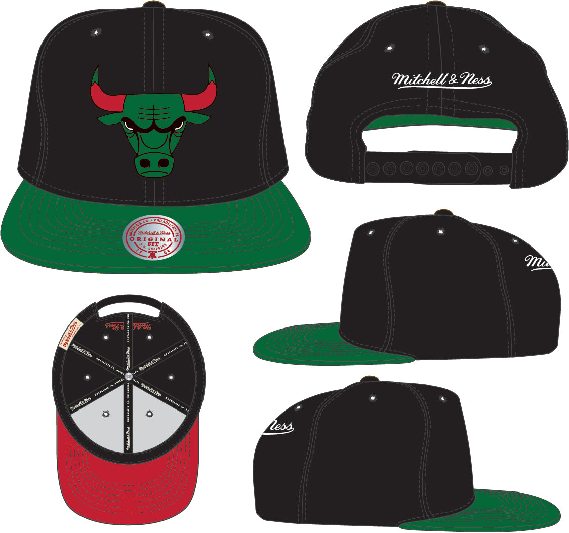 Chicago Bulls Mitchell & Ness Hardwood Classics Reload 2.0 Snapback Hat - Black/Green