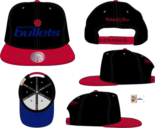 Men's Washington Bullets Mitchell & Ness NBA Reload 2.0 Black/Red Snapback Hat