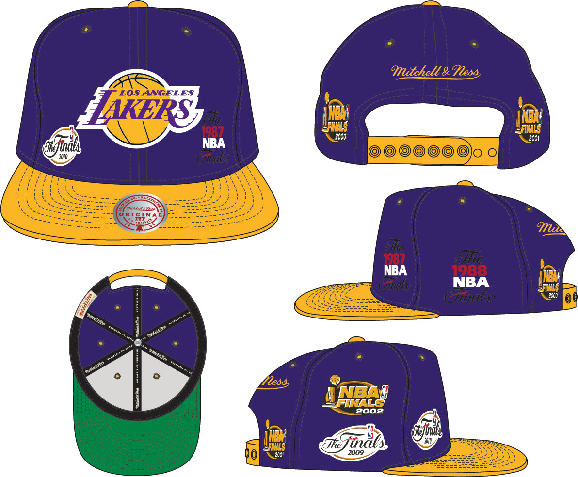 Men's Los Angeles Lakers NBA Patched Up 2 Tone Purple/ Gold Mitchell & Ness Adjustable Snapback Hat