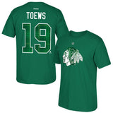 Men's Chicago Blackhawks Jonathan Toews Tartan Green St. Patricks's Name & Number T-Shirt - Pro Jersey Sports