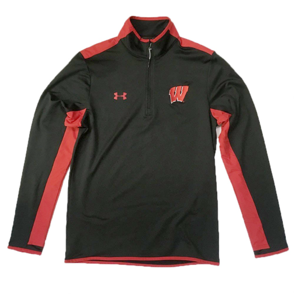 NCAA Wisconsin Badgers Black Flawless Survival 1/4 Zip Track Jacket By Under Armour