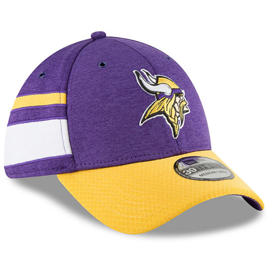 Men's Minnesota Vikings New Era Purple/Gold NFL18 Sideline Home Official 39THIRTY Flex Hat
