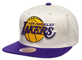 Los Angeles Lakers Mitchell & Ness Natural 2 Tone Snapback Hat- Cream/Purple - Pro Jersey Sports