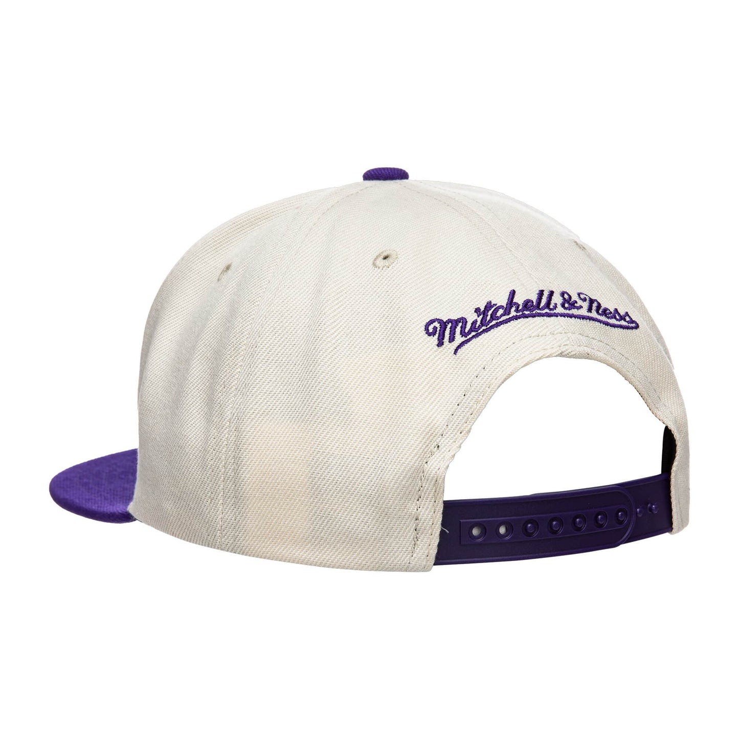 Los Angeles Lakers Mitchell & Ness Natural 2 Tone Snapback Hat- Cream/Purple