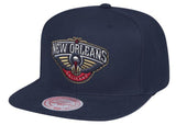 Mens NBA New Orleans Pelicans Navy Team Ground Snapback Hat By Mitchell And Ness - Pro Jersey Sports