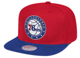 Mens NBA Philadelphia 76ers Red/Royal Wool 2 Tone Snapback Hat By Mitchell And Ness - Pro Jersey Sports