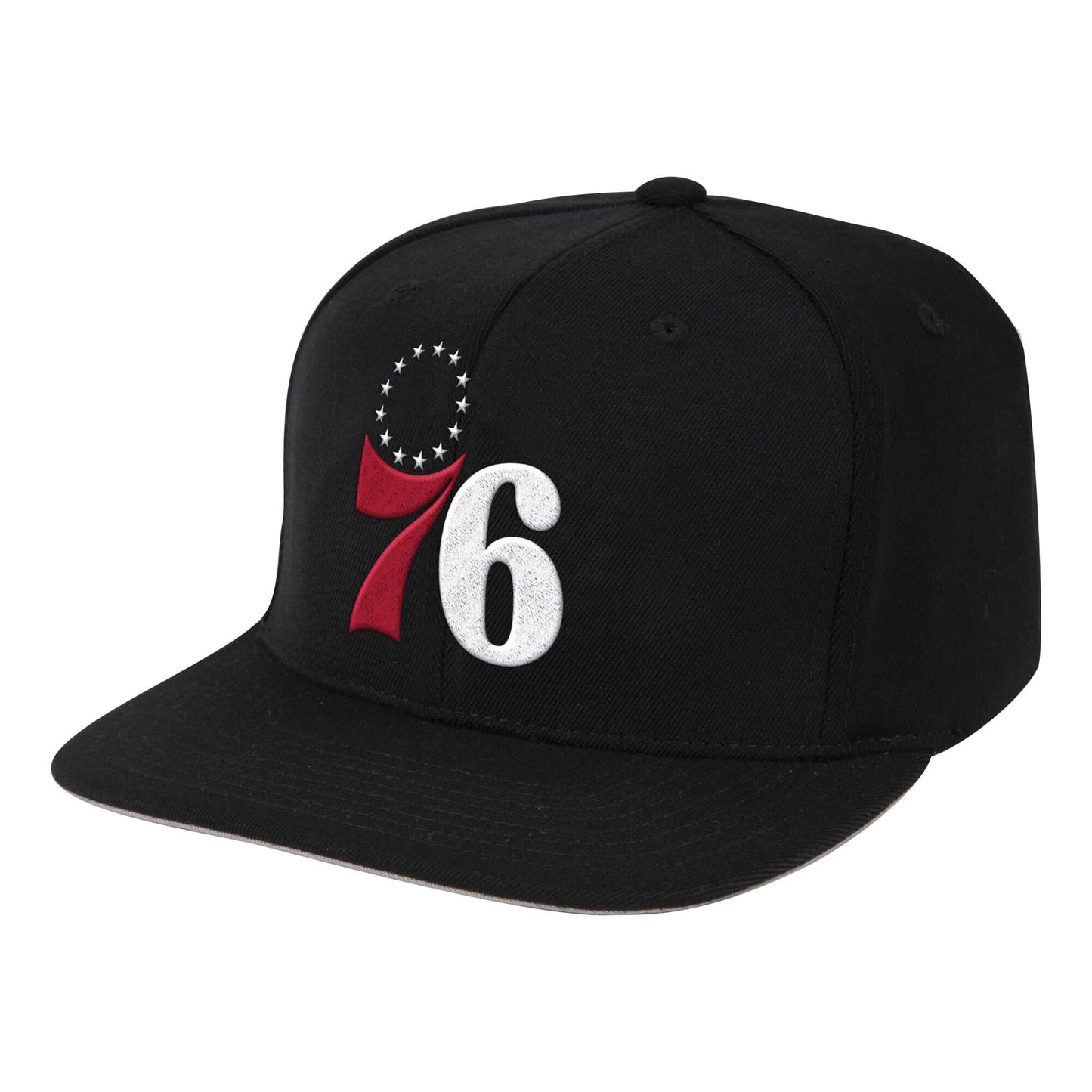 Philadelphia 76ers Black Downtime Classic Redline Snapback Hat By Mitchell And Ness