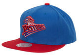 Detroit Pistons Mitchell & Ness Hardwood Classics Reload 2.0 Snapback Hat - Royal/Red - Pro Jersey Sports