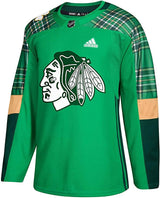 Men's Chicago Blackhawks Adidas Green St. Patrick's Day Tartan Authentic Jersey - Pro Jersey Sports