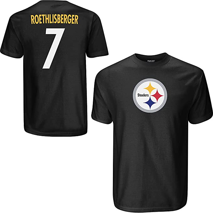 Men's Pittsburgh Steelers Ben Roethlisberger Reebok Name and Number T-Shirt - Pro Jersey Sports