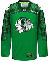 Men's Chicago Blackhawks St. Patrick's Day Reebok Green Tartan Practice Jersey - Pro Jersey Sports
