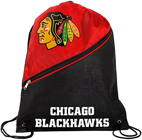 Chicago Blackhawks NHL High End Diagonal Zipper Drawstring Backpack