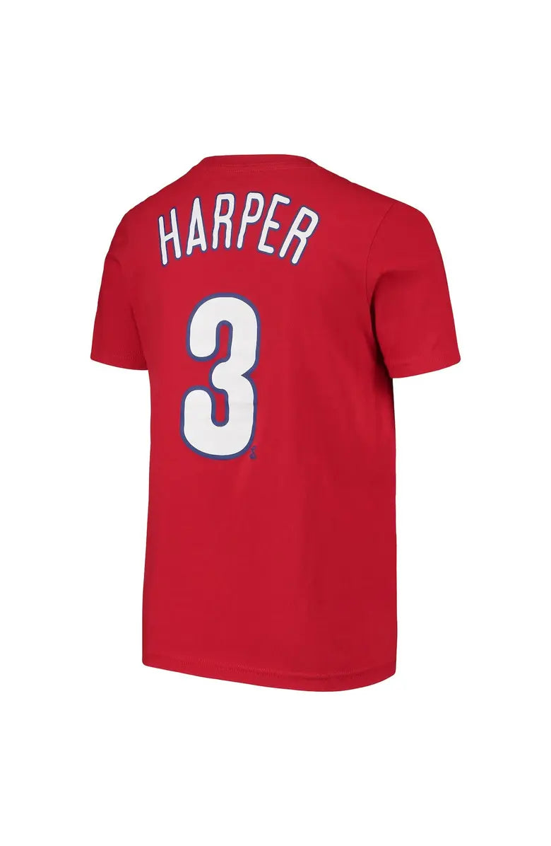 Youth Philadelphia Phillies Bryce Harper Nike Red Player Name & Number T-Shirt