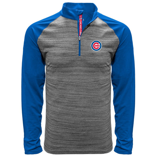 Men's Chicago Cubs Vandal 1/4 Zip Heather Grey/Royal Level Wear Track Jacket