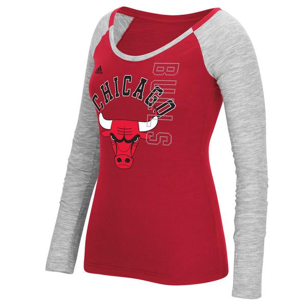 Womens Chicago Bulls Long Sleeve Team Liquid Dots Tee