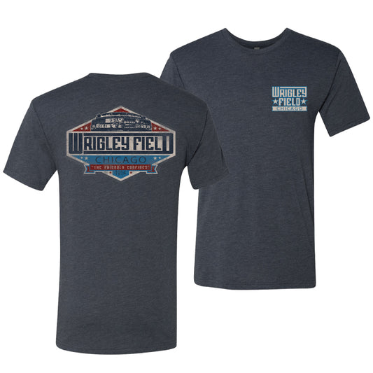 Mens Wrigley Field Chicago Friendly Confines Heather Navy Tri Blend Tee By Beantown Brand
