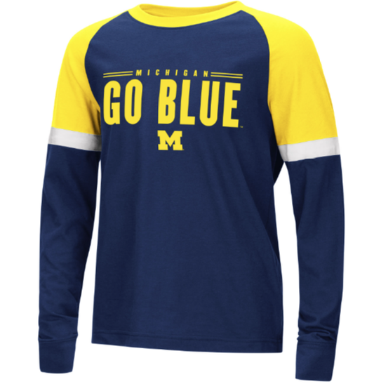 Michigan Wolverines Colosseum Youth Ollie Long Sleeve Raglan T-Shirt