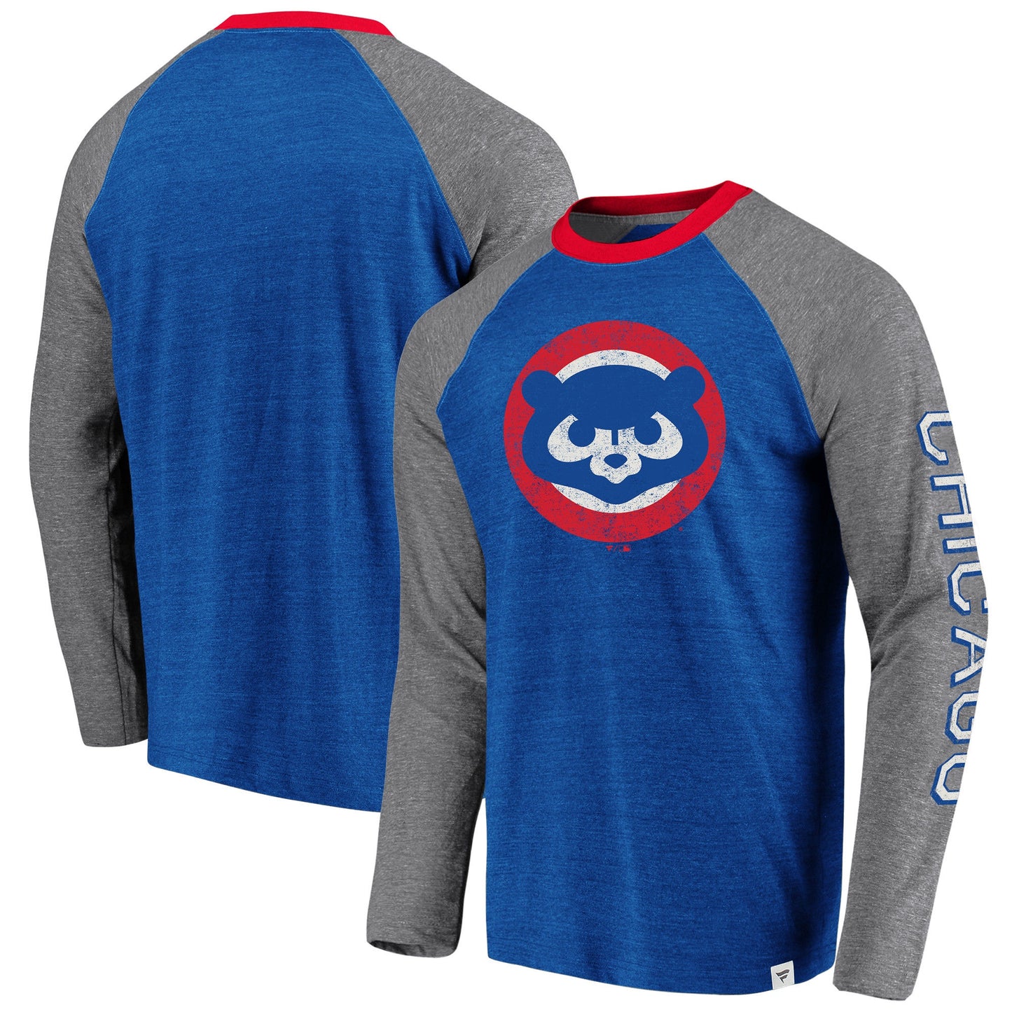 Men's Chicago Cubs Fanatics Branded Royal/Gray True Classics Long Sleeve Raglan T-Shirt